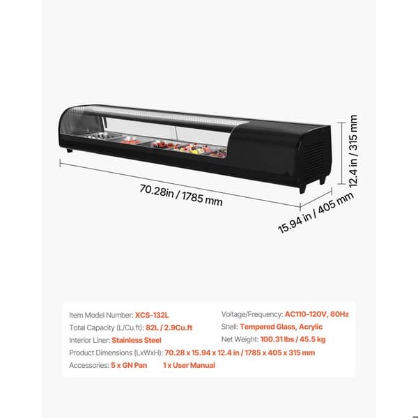 Refrigerated Sushi Display - DUOKU - XCS-82L - 82 L - 5 Astiaa - LED-valo
