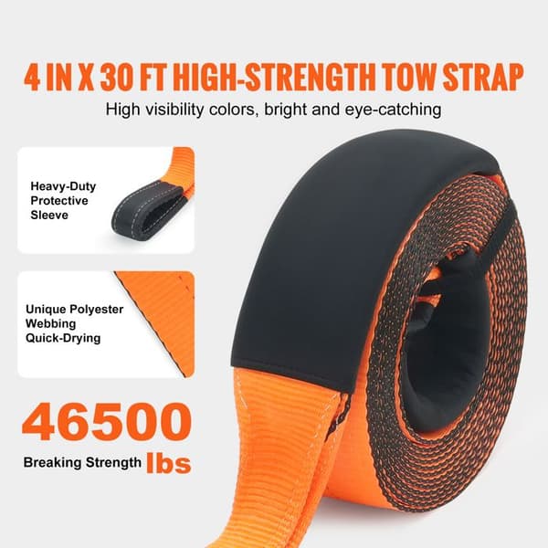 Trækstrop - DUOKU - LC-TR03 - 4" x 30' (101,6 mm x 9,1 m) - 46 500 lb - Vejrbestandig polyester