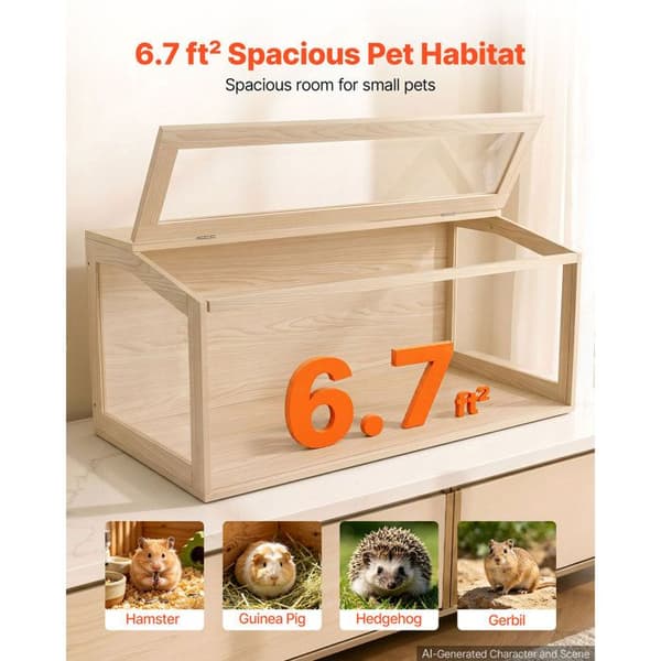 Hamsterbur i trä - DUOKU - HP-CS004 - 122x51x51 cm - Panoramavy 270° - Akryl & panel av gran