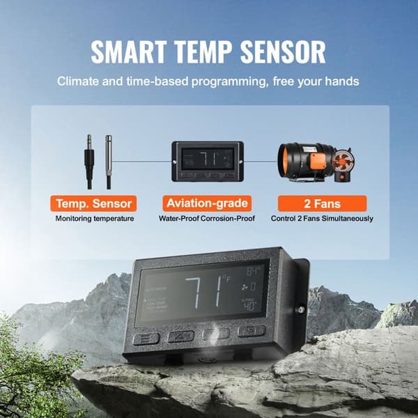 Kanalventilator - DUOKU - 8 Tommer - 807 CFM - Stille EC Motor - Temperatur/Fugtighed Controller