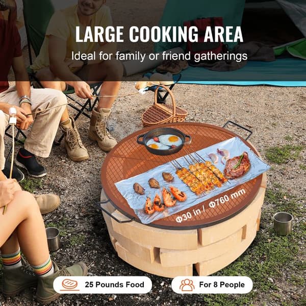 Rund Grillgaller X-Marks-Duoku 76,2 cm i Robust Stål - Portabel - För Camping, Grillning, Utomhusfest