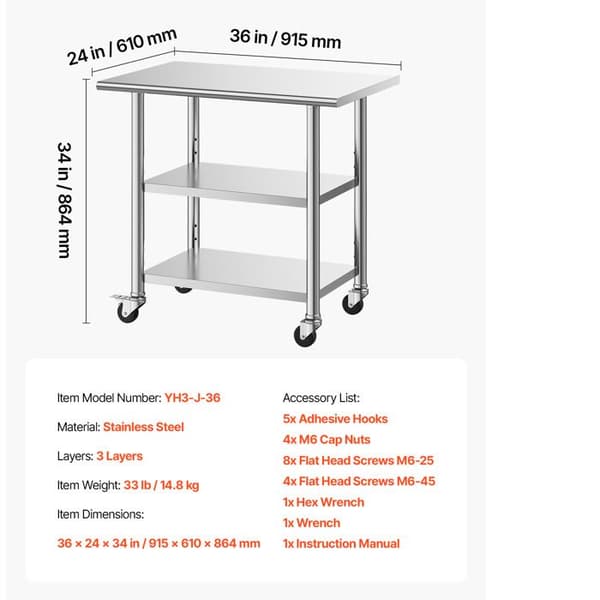 Arbejdsmateriale i Rustfrit Stål 91,5x61 cm - Duoku - Ideel til Madforberedelse i Professionelle Køkkener