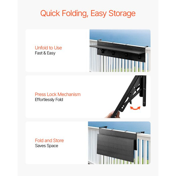 Balkon Foldbart Bord - DUOKU - DL-BC05 - Rustfrit Stål - 2 Personer - Udendørs