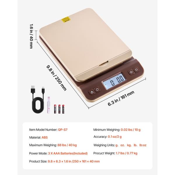 Digital postbalans - DUOKU - QP-S7 - 40 kg (88 lb) - Precision 2 g - Tara, håll, automatisk avstängning