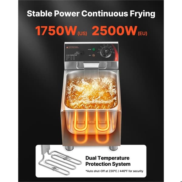Professionell elektrisk fritös - DUOKU - SEF-8L - 7,5 L - 2500 W - 60–200 °C