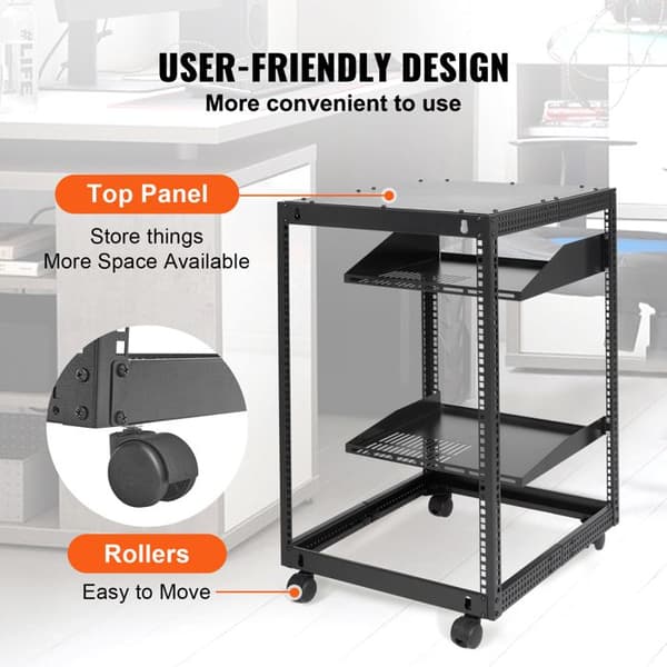 Öppen ram serverrack - DUOKU - HT-W6415 - 15U - Justerbart djup 23–40 tum - Väggmonterad/Fritt stående