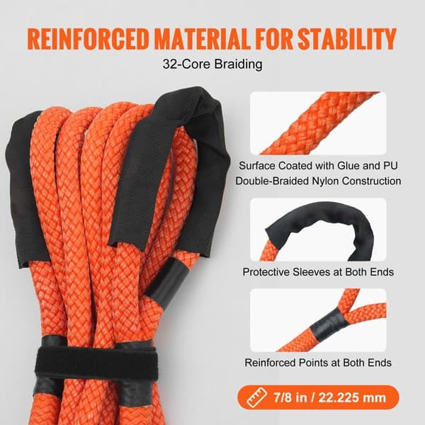 Kinetisk Dragrep - Duoku - 7/8" x 20' 30 580 lb - Elastisk Rep med 30% för Jeep, Lastbil, SUV, ATV, UTV, Traktor