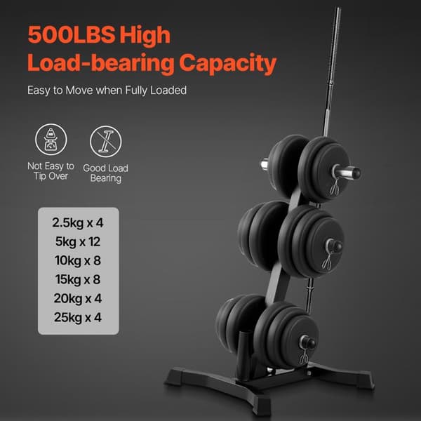 Stöd för viktskivor - DUOKU - YFRK-B33 - Kapacitet 454 kg (1000 lb) - L-ram för 2" viktskivor - Svart finish Svart