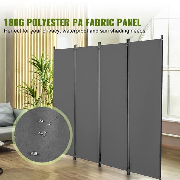 Skillevæg - DUOKU - Foldbar med 4 Paneler - Stof - Indendørs - Grå 228x45x172,5 cm Grå