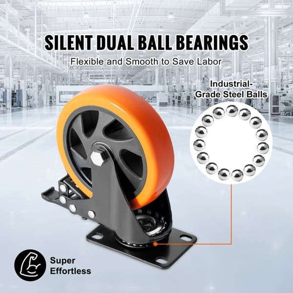 Svängbara Hjul - DUOKU - 5 Tum - 4-Pack - Tysta PVC - Kapacitet 450 lb