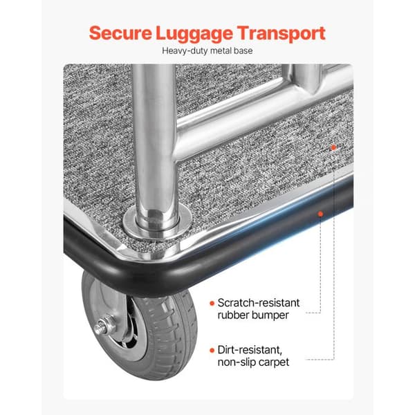 Bagagevogn - DUOKU - X-113 - Kapacitet 340 kg - 4 Hjul - Rustfrit Stål Pengar