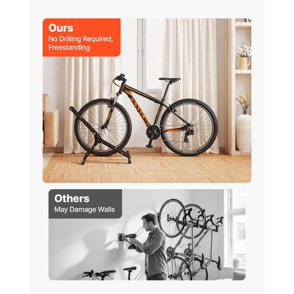 Cykelstativ til Gulv-Duoku-Foldbart Selvstående, Egnet til Hjul 508 til 737 mm, til Garage, Balkon, Lejlighed og Hus