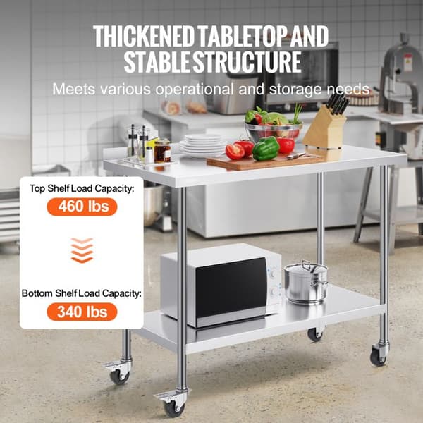 Køkken Arbejdsbord - DUOKU - Forberedelsesbord - Rustfrit Stål - 610 x 1219 mm - Højdejusterbart