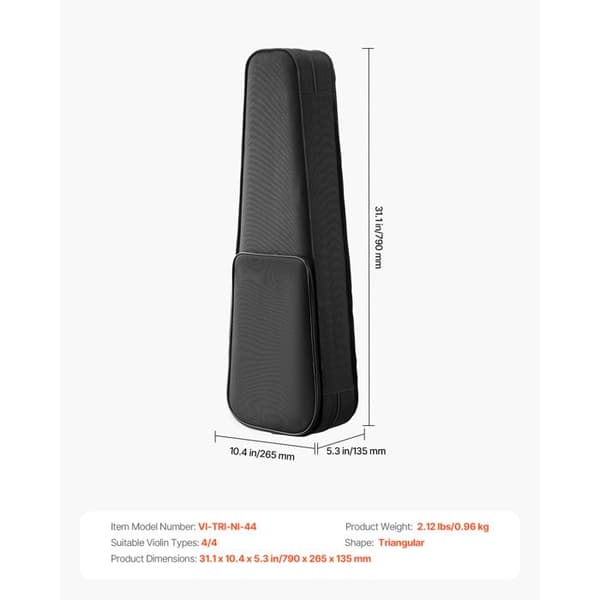 Violinetui 4/4-Duoku-i Nylon-Let og Transportabel-Fleeceforing-Dobbelte Stropper-Professionel Trekantsform