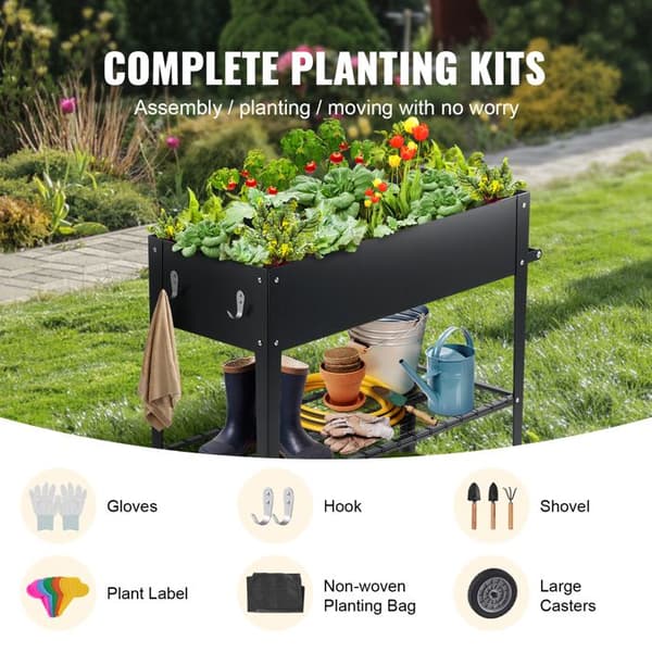 Jardinière - DUOKU - 42,5 x 19,5 x 31,5 tum - Galvaniserat Stål - Svart - Rektangulär Svart