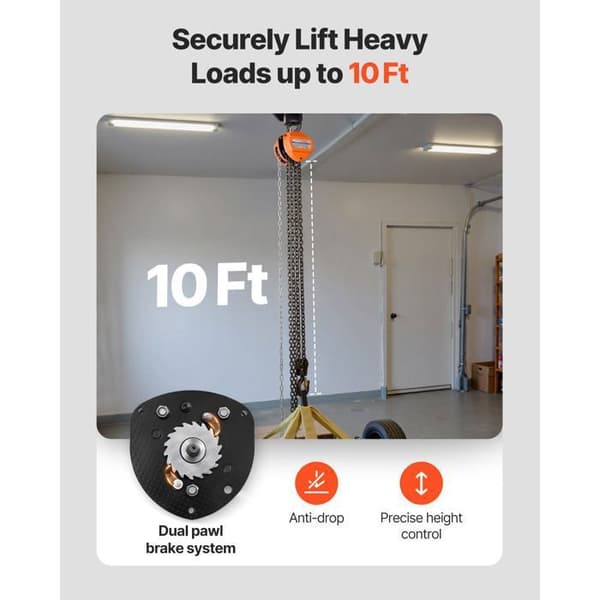 Palan Manuel med Kedja-Duoku-Lastkapacitet 3 Ton-Höjd för Lyft 3 m-Robust Krok-Kedja G80 och Dubbelkollaps Bremssystem