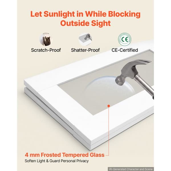 Fällbar garderobsdörr - DUOKU - MM-BL06-48 - 4 paneler - 3 glas med frostat glas - Vit 1219×2032 mm Vit