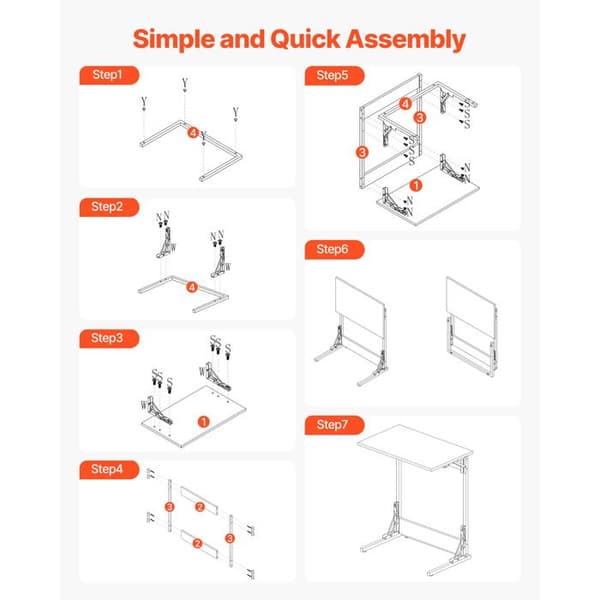 Foldbart Sidebord - DUOKU - C250153C-01 - Metallisk - Justerbare Ben - Brun brun