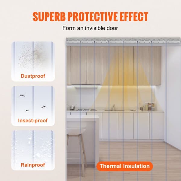 Rideau - DUOKU - 84" x 48" - PVC Transparent - 8 Stykker - Indendørs - Vaskbar