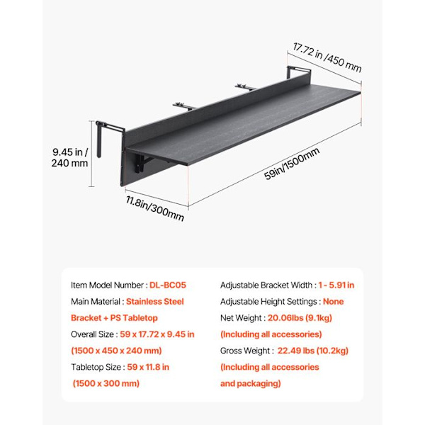 Balkon Foldbart Bord - DUOKU - DL-BC05 - Rustfrit Stål - 2 Personer - Udendørs