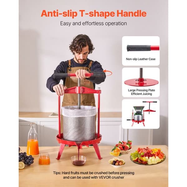 Manuell Vinpress - DUOKU - 14L - Rostfritt Stål - Vertikal - Ciderberedning