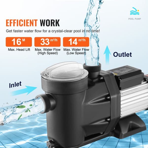 Pool Pump above ground - DUOKU - SPP250E-II - 2HP - Double Speed - 33000 L/H