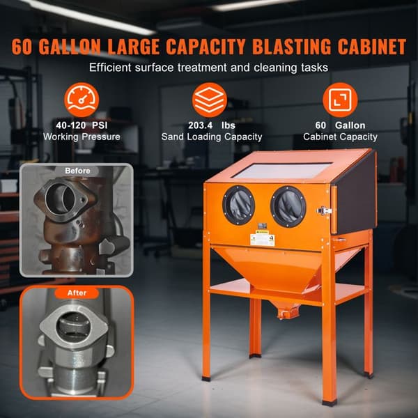 Sandblästringskåp - DUOKU - SBC200 - 60 gallons (227 L) - Kallvalsat stål - 40–120 PSI
