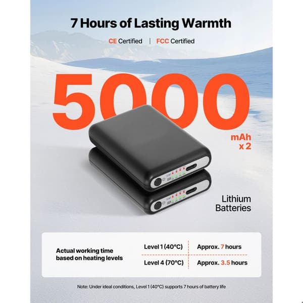 Varme Strømper - DUOKU - KEC-5000 - Batteri 5000 mAh - 4 Temperaturniveauer - Størrelse S Nior S