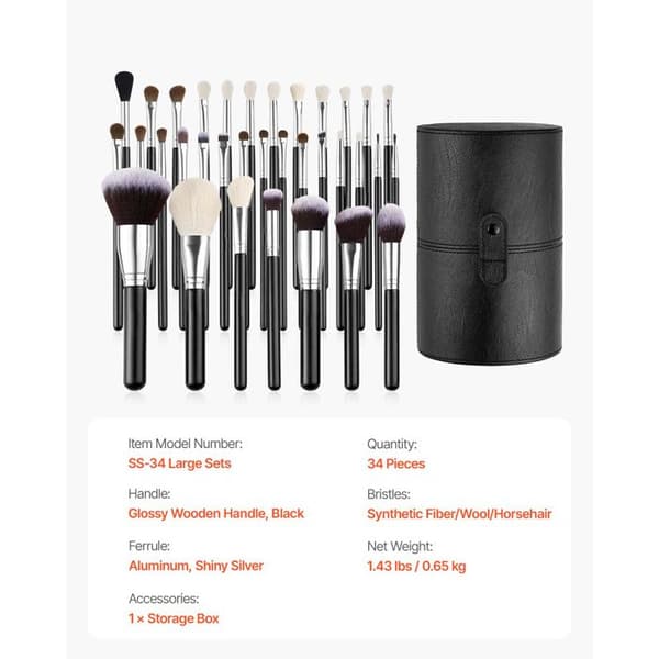 Makeup Penslar 34 PCS-Duoku-Professionell Makeup Pensel-för Foundation-Ögonskugga-Concealer
