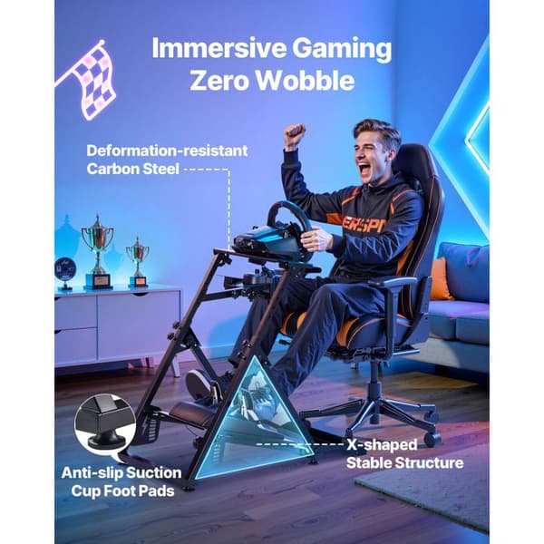 Racerställ - DUOKU - QY-BZ06 - Fällbar - Höjdjusterbar 700–845 mm - Kompatibel med Logitech/Thrustmaster/Fanatec Svart