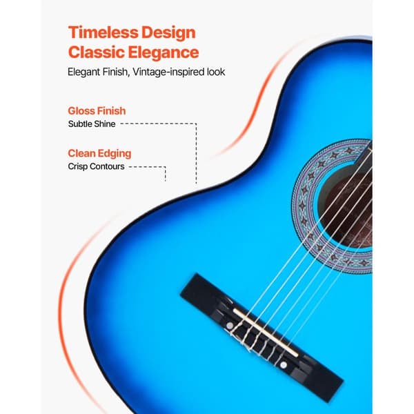 Klassisk Gitarr - DUOKU - M5831 - 96 cm - Lindträ - Nylonsträngar - Blå Blå