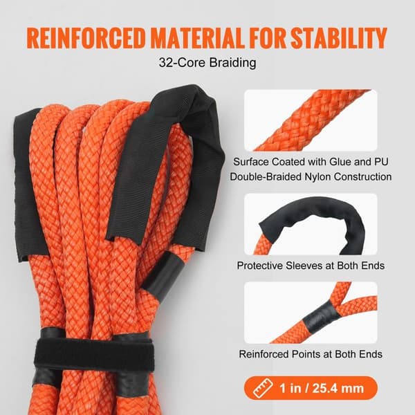 Kinetisk Trækreb-Duoku-1" x 20', 38 000 lb-Elastisk Reb med 30% for Jeep, Lastbil, SUV, ATV, UTV, Traktor