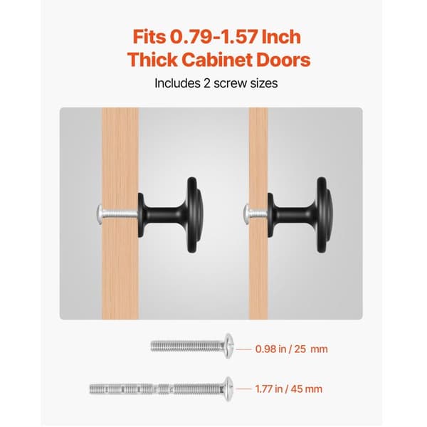 Möbelhandtag - DUOKU - Modell 1089 - Runda 3 cm - Zinklegering - 30-pack Svart
