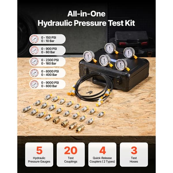 Hydrauliskt Trycktestkit-Duoku-5 Digitala Manometrar 10/60/160/400/600 bar