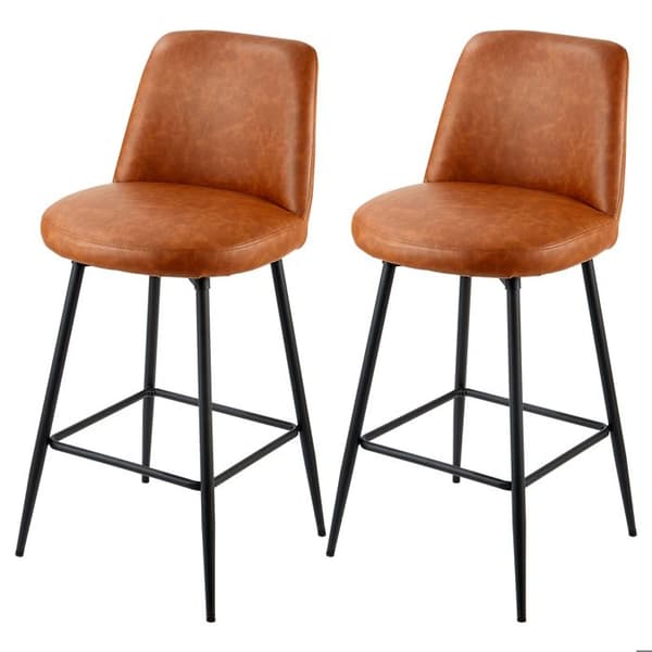 Barstolar - DUOKU - Set om 2 - PU-läder - Höjd 686 mm - Svängbara brun
