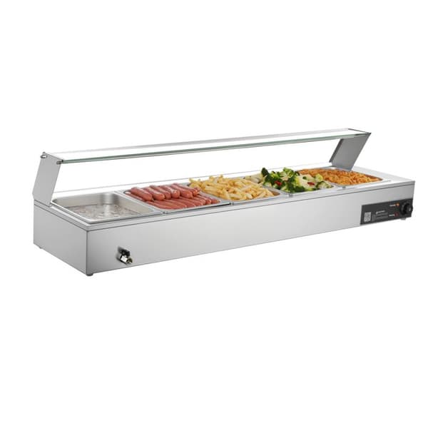 Elektrisk Dampvarmer 1500 W-Duoku-Buffetvarmer i Rustfrit Stål, Ideel til Selvbetjeningsbuffeter