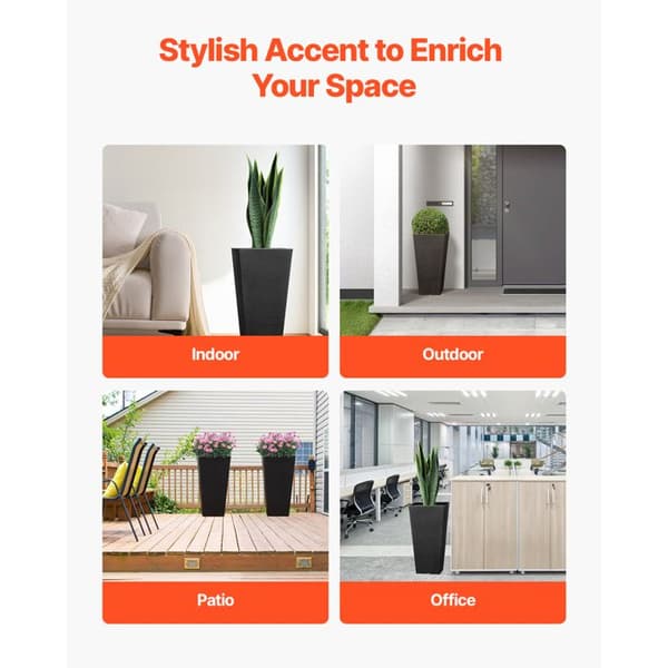 Jardinere - DUOKU - Sæt af 2 - 55 cm - Sorte - Moderne Design - Integreret Dræning Svart