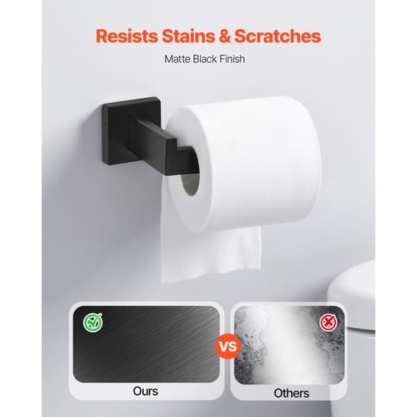 Porte-serviettes-Duoku-Badeværelsestilbehør-5 Stykker-Væghængt Sæt i Rustfrit Stål-Matte Sort Finish