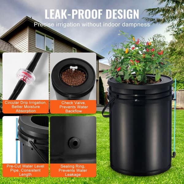 Hydroponiskt DWC-system-Duoku-5 gallons hink-med överstänkskit för blomstrande grödor