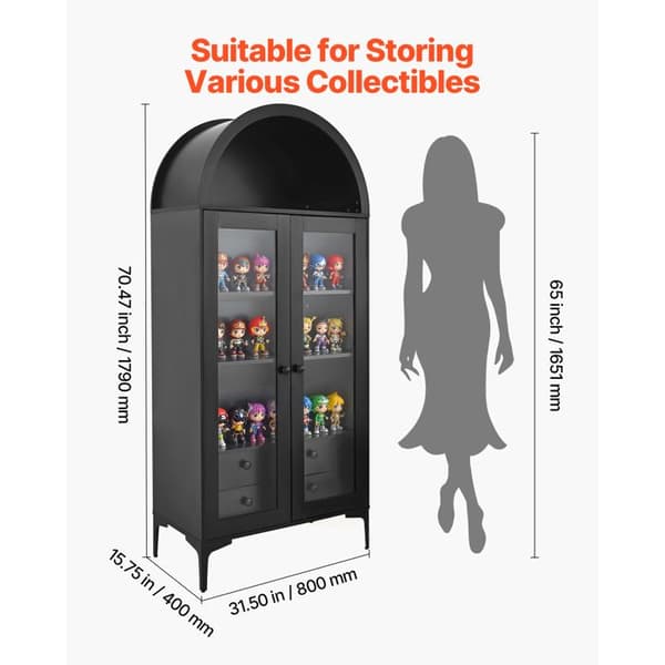 Vitrine - DUOKU - Præsentationsskab - 4 Niveauer - Hærdet Glas - Sort Svart