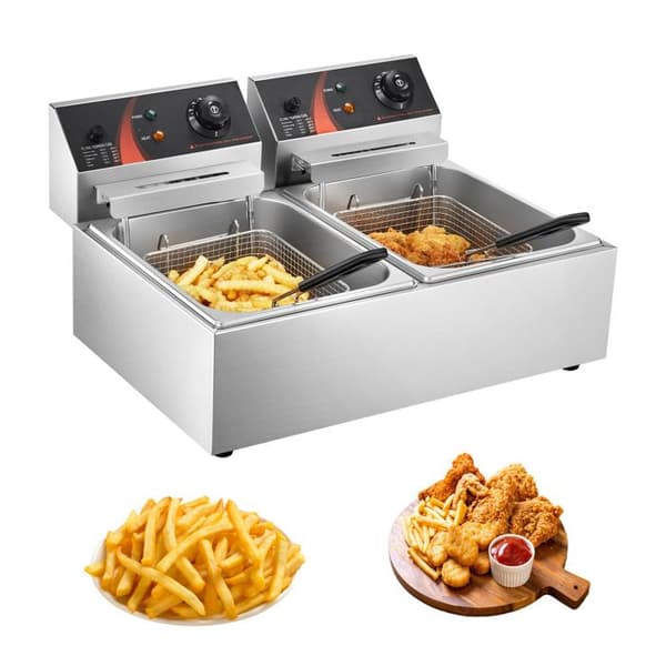 Dobbelt frituregryde - DUOKU - 12L - 5000W - Rustfrit Stål - Justerbar Temperatur