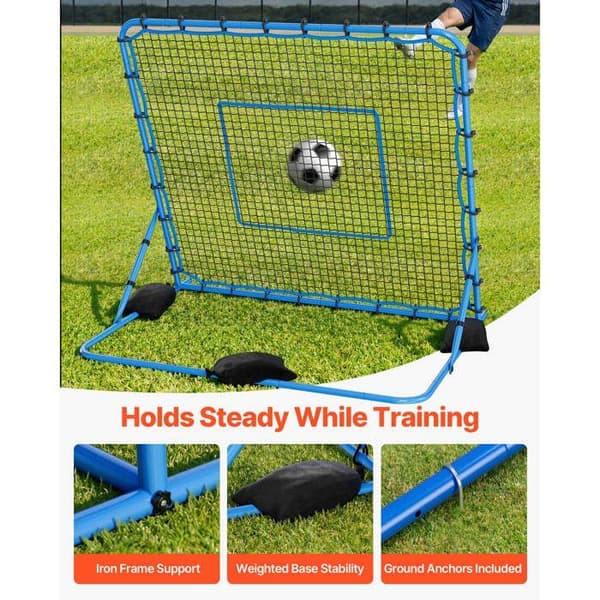 Fodbold Rebound Net -Duoku-221x183 cm-Rebounder med Justerbar Vinkel-Durable Jernstruktur og PE Net