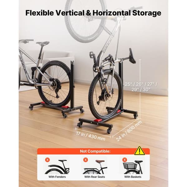 Vélo Vertical - 2 kpl - Duoku - Itse seisova tuki lukittavilla pyörillä, monikäyttöinen pystysuora säilytys