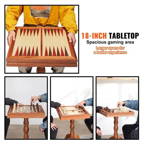 Spil sæt - DUOKU - 3 i 1 - Sapele træ skakbord - 18 tommer - Indendørs