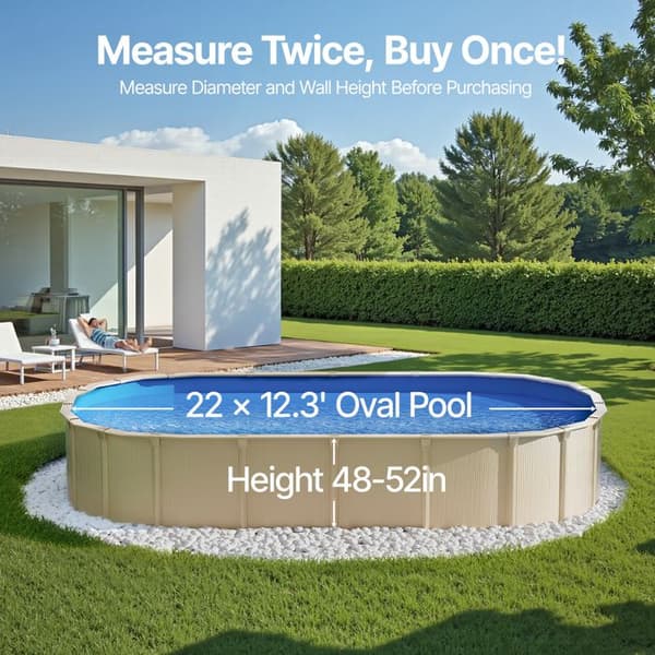 Svømmebadsbelægning - DUOKU - 22 x 12,3 ft - Holdbart Vinyl - Oval - Standard Kaliber