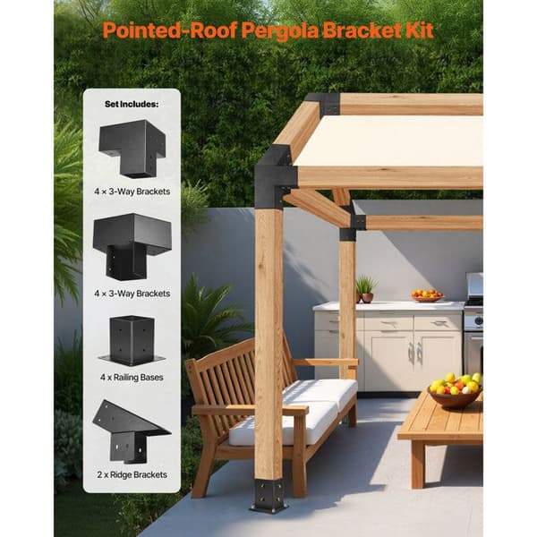 Monteringssæt til Pergola - DUOKU - SSAC14 - Kulstofstål - 14 dele - 92x92 mm Svart
