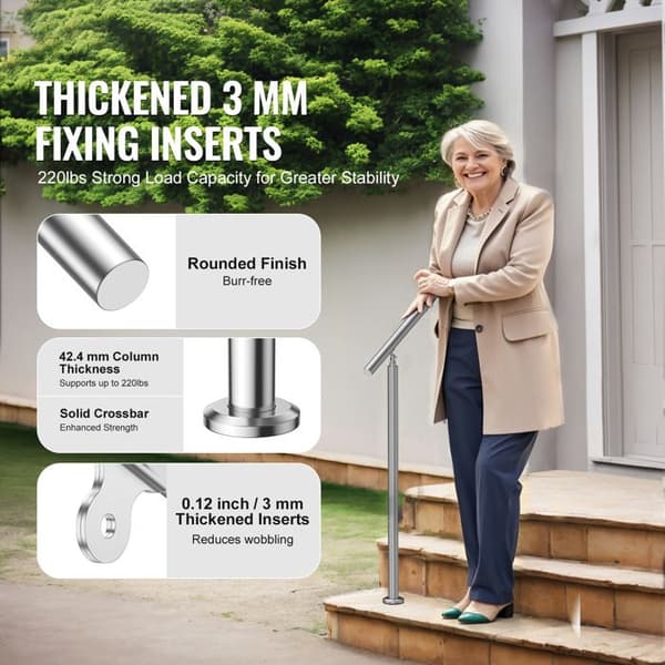 Utomhustrappor - DUOKU - SSH-1S-100-0 - Rostfritt Stål - 39,4 tum - Justerbar Höjd Pengar