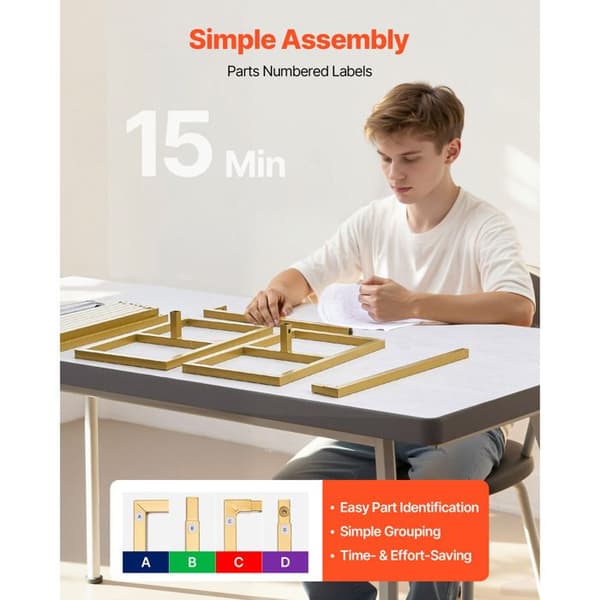 Bröllopsbåge - DUOKU - HQGM8FT - 2,4x2,4 m - Fyrkantiga rör 1,8x1,8 cm - Guld