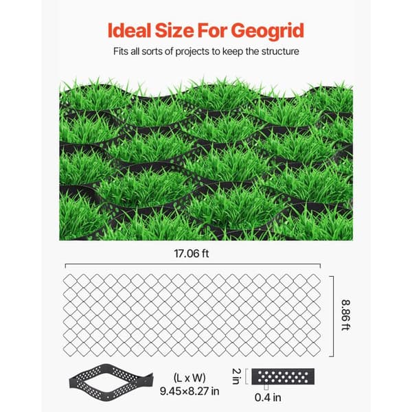 Grus stabilisator-Duoku-5,2x2,7 m-Geocelle stabiliseringsgitter-Dybde 5 cm-Stabil jordholdning