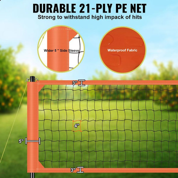 Justerbart udendørs volleyball net system - Professionelt sæt med PVC bold